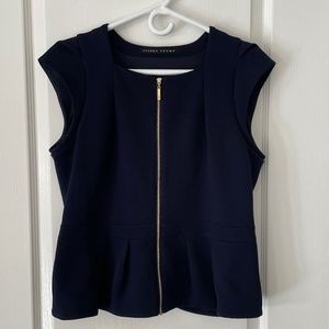 Ivanka Trump Cap Sleeve Knit Zipper Top